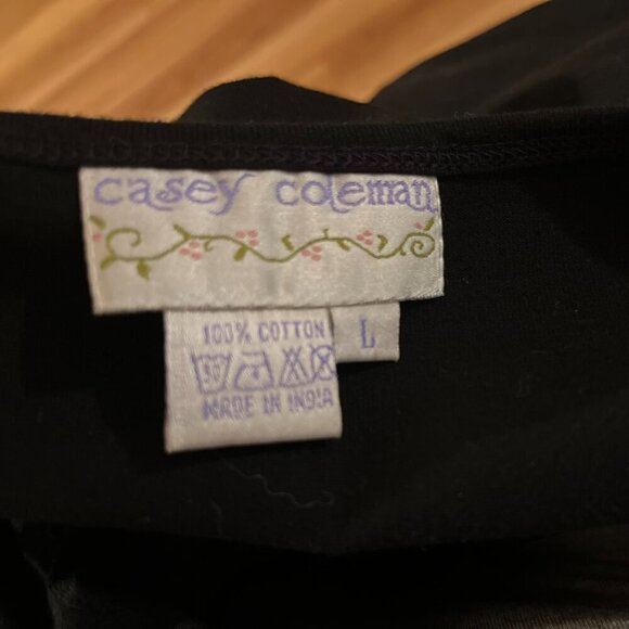 Vintage Casey Coleman Woman's Black Cat Embroider Boho Maxi Dress Sz Lr - Picture 5 of 9